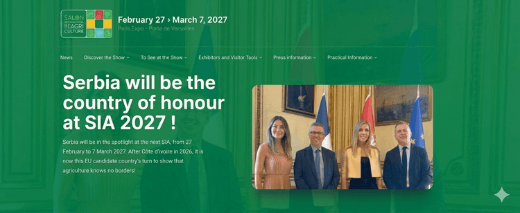 Srbija počasni gost Sajma poljoprivrede u Parizu 2027
